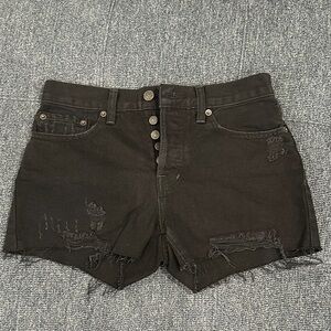 We The Free Black Jean Shorts Distressed Cut-Off